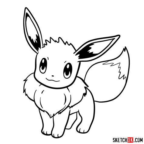 How to draw Eevee pokemon - Sketchok easy drawing guides