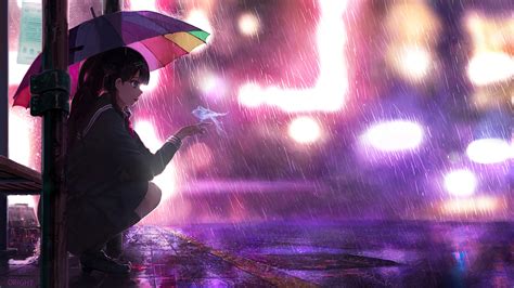 2560x1440 Umbrella Rain Anime Girl 4k 1440P Resolution ,HD 4k Wallpapers,Images,Backgrounds ...