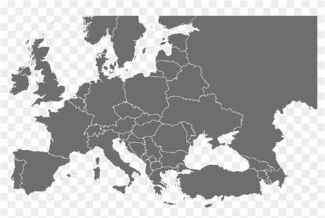 Europe, Blank Map, Map, Monochrome Photography Png - Europe Map Plain ...