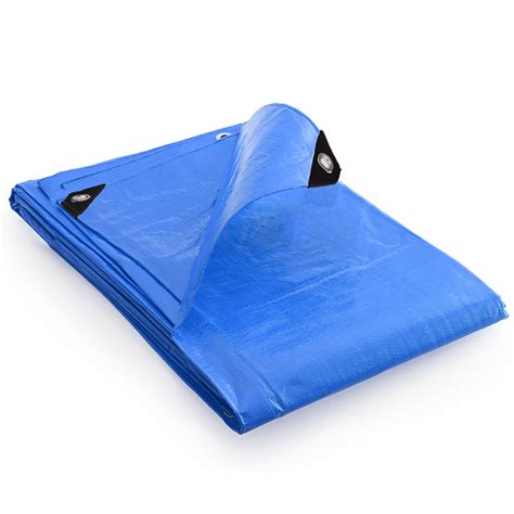 Lightweight Waterproof Blue Tarp Sheet Multipurpose 110gsm Tarpaulin With Eyelets - 15mx15m ...