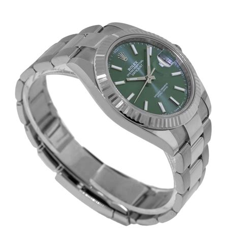 Rolex Datejust II 41mm Stainless Steel Green Index Dial 18K White Gold ...