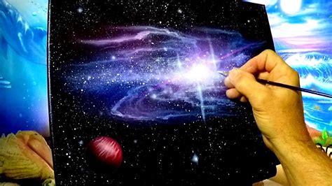 outer space acrylic painting a Galaxy with stars and a planet - YouTube