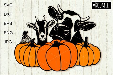 Farm Animals With Pumpkin Svg, Fall Autumn Farmhouse Sign