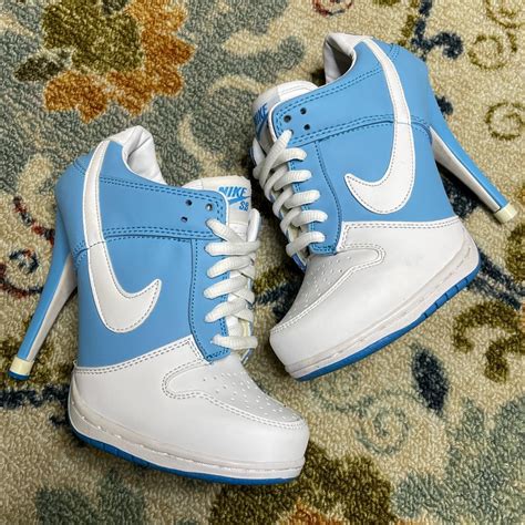 Nike Dunk SB Low white/baby blue High Heels Women’s... - Depop