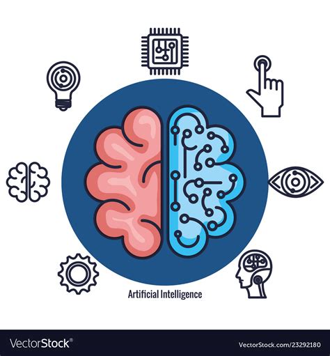 Brain with artificial intelligence icons Vector Image