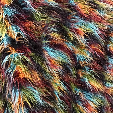 Multi-Color1 Curly Faux Fake Fur Long Pile Fabric | iFabric