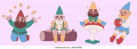 Vector Cartoon Illustration Cute Garden Gnomes Stock Vector (Royalty Free) 2063740982 | Shutterstock