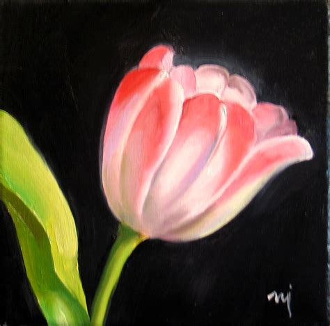 Nel's Everyday Painting: Tulip on Black - SOLD