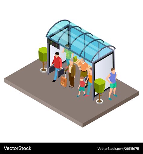 People are waiting for bus at bus stop Royalty Free Vector