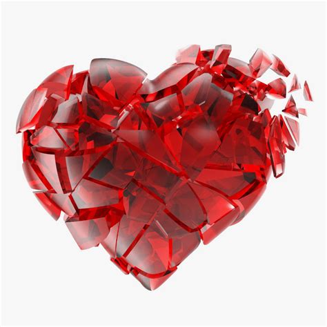 broken heart red glass 3d model