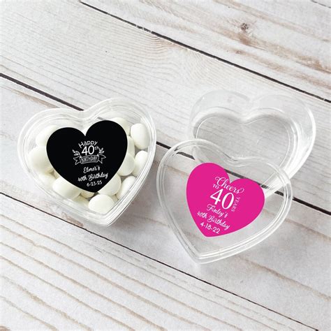 12 Pcs Fortieth 40th Birthday Personalized Heart Acrylic Favors Party ...