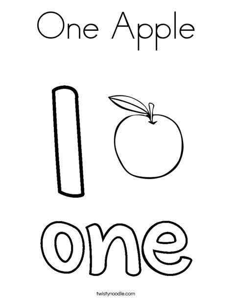 One Apple Coloring Page - Twisty Noodle