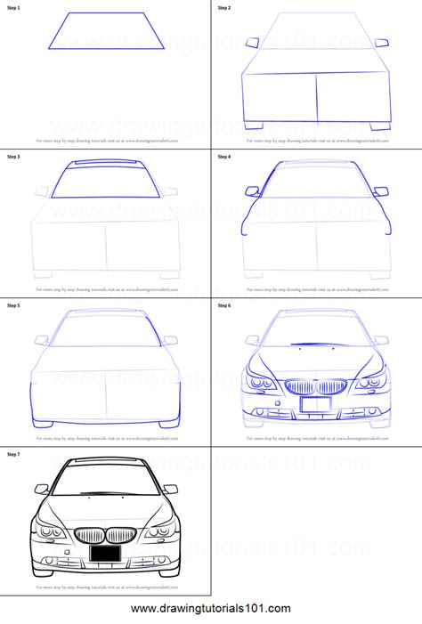 How to Draw Car Front View printable step by step drawing sheet ...