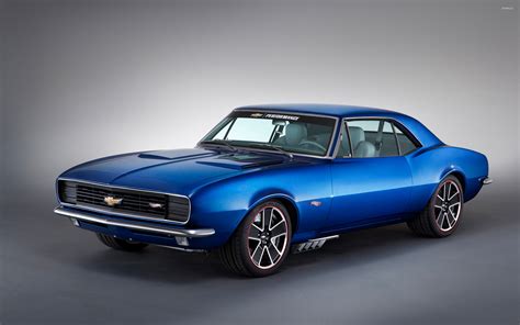 Blue 1967 Chevrolet Camaro front side view wallpaper - Car wallpapers - #53373