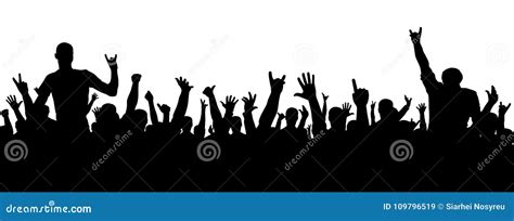 Rock Concert Silhouette. a Crowd of People at a Party. Cheerful Crowd Silhouette Stock Vector ...