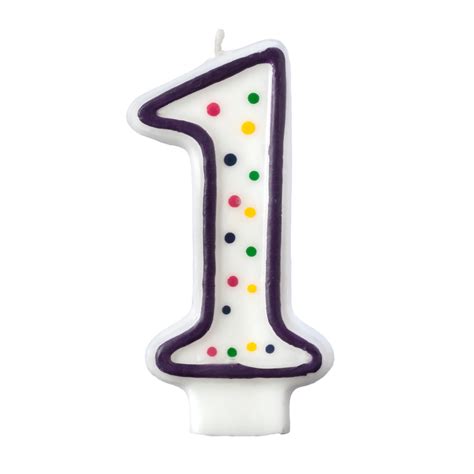 Colorful Birthday Candle - Number 1 - Polka Dot Number Cake Toppers