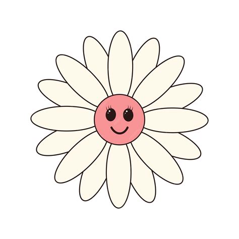 Premium Vector | Retro groovy daisy flower character linear color ...