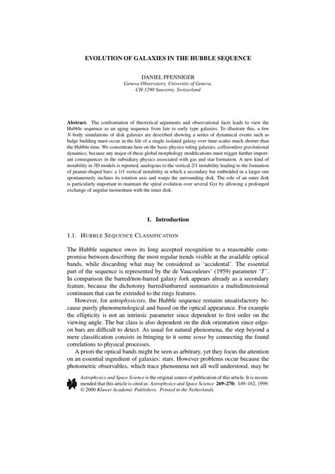 (PDF) Evolution of Galaxies in the Hubble Sequence