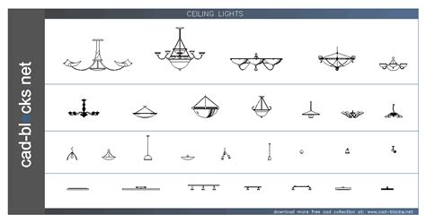 Ilumination CAD Blocks: ceiling lights in elevation view