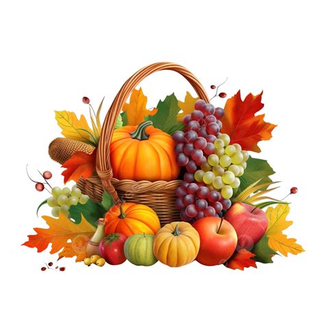 Autumn And Fall Season, Harvest Cornucopia And Thanksgiving Day Concept With Fruit And Vegetable ...