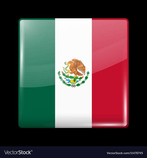 Flag mexico glossy icon square shape Royalty Free Vector