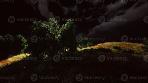 Thunderstorm clouds with lightning in green meadow 5846152 Stock Photo ...