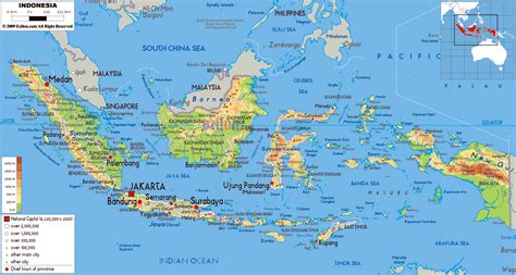 Large physical map of Indonesia with roads, cities and airports | Indonesia | Asia | Mapsland ...