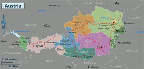 Large political and administrative map of Austria with cities | Vidiani.com | Maps of all ...