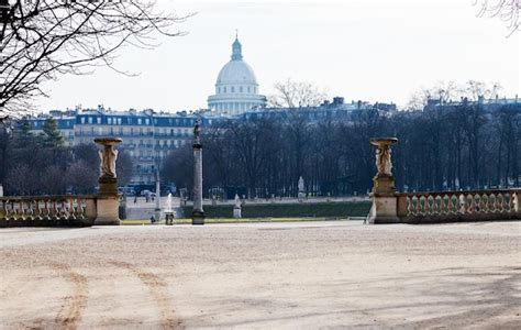 Premium Photo | View of pantheon from luxembourg gardens