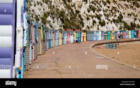 One of the beaches of Broadstairs this summer with typical little beach ...