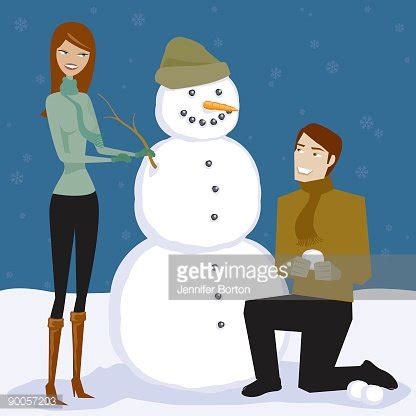 Couple Building A Snowman Stock Clipart | Royalty-Free | FreeImages