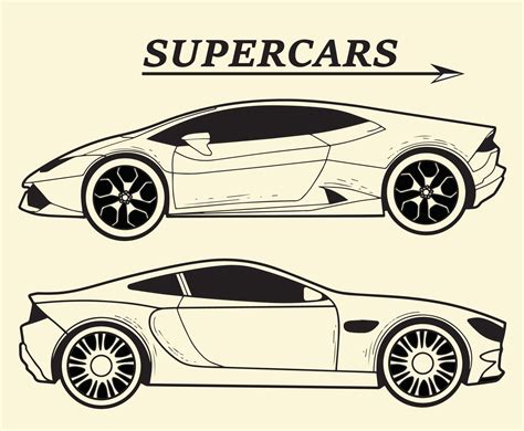 Collection the side of the Super Car Sketch Isolated 14914155 Vector ...