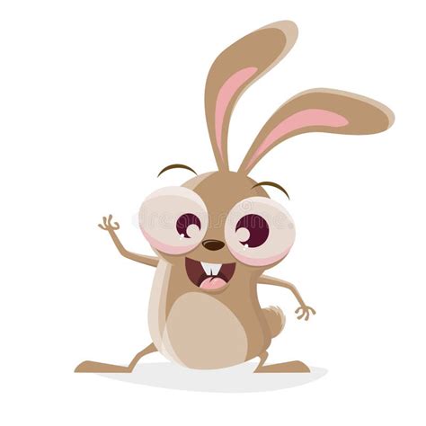 Funny Cartoon Illustration of a Crazy Rabbit Greeting Stock Vector - Illustration of cheerful ...