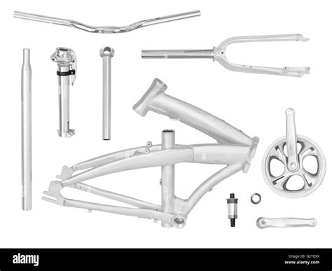 Set of folding bike parts isolated on white background Stock Photo - Alamy