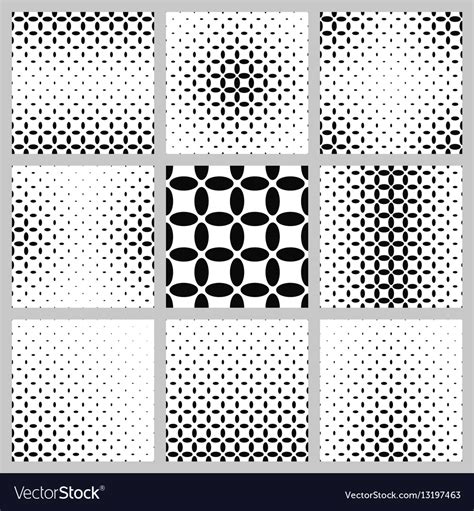 Black and white ellipse pattern background set Vector Image