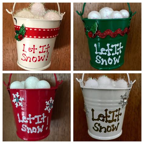 My version of snowball buckets. Buckets 3 for $1 at Dollar Tree in ...