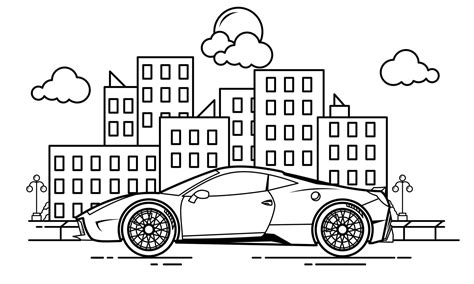 Sport Car Outline Design for Drawing Book Style two 3221420 Vector Art ...