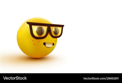 Nerd face emoji clever emoticon with glasses Vector Image