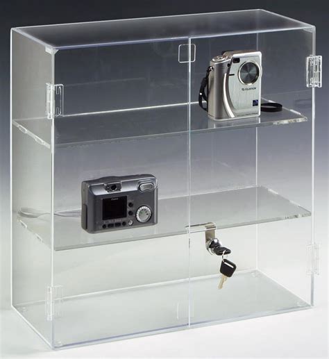 16.5 x 16.25 Countertop Acrylic Display Case with 2 Shelves, Locking Hinged Doors (JH172 ...