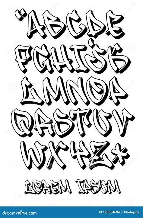 Graffiti Font 3D- Hand Written - Vector Alphabet Stock Vector - Illustration of uppercase ...