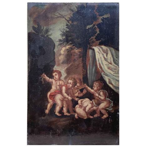 19th Century Italian Pair of Cherub Paintings on Wood Baroque Syle Framed For Sale at 1stDibs