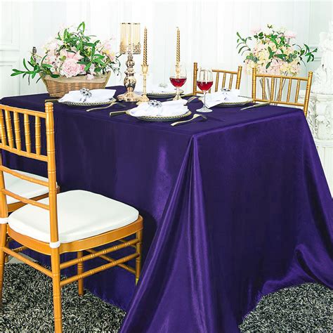 90"x132" Purple Satin Seamless Tablecloth