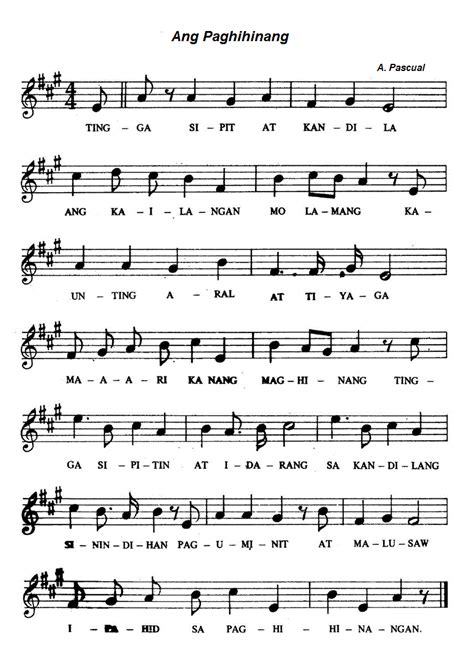 Ang Paghihinang - Filipino Folk Song Music Sheet/Score and Lyrics