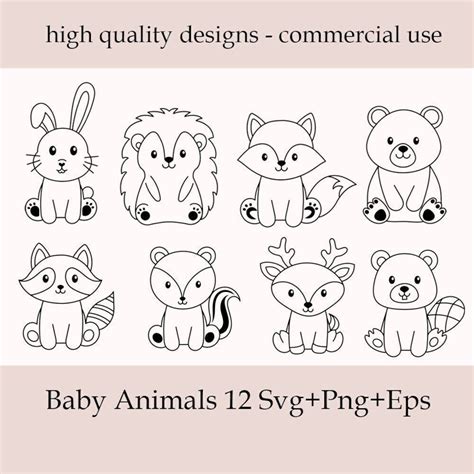 Baby Animals Svg Bundle, Cute Animal Svg, Woodland Animals Svg,rabbit,hedgehog,fox,bear,raccoon ...