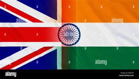 Union Jack flag and Indian flag merging together. Illustration Stock ...