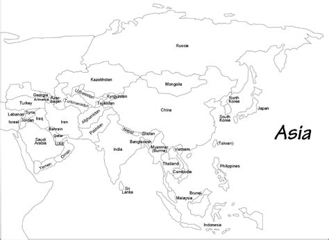 Blank Map of Asia | Printable Outline Map of Asia