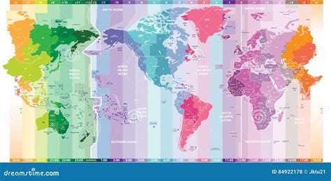 World Time Zones Map And Political Map Of The World Stock Vector | Images and Photos finder