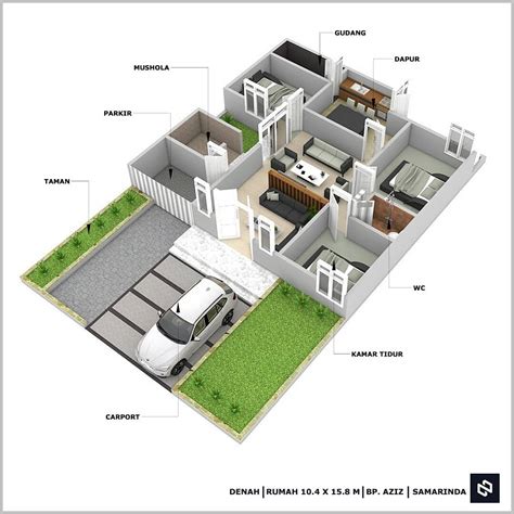 Denah Dan Gambar Rumah Minimalis 3 Kamar - Modern Minimalis