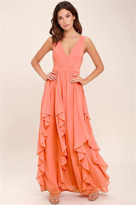 Lovely Coral Pink Dress - Maxi Dress - Bridesmaid Dress - $92.00 - Lulus