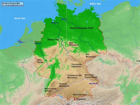 Germany Physical Map - A Learning Family